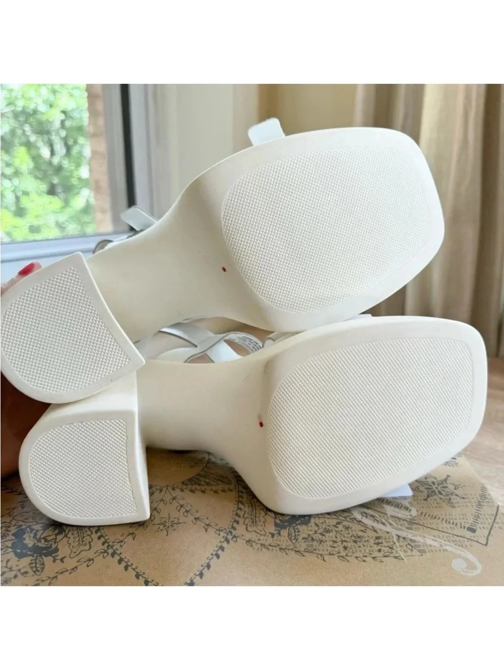 New Free People Pamela Double Stack Platform Heels White Womens 8